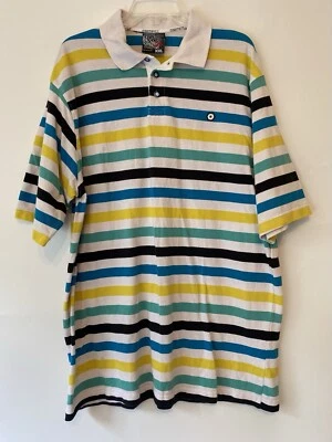 South Pole Polo Shirt Mens XXL Short Sleeve Collared Multicolored Stripes STAIN - Image 1 of 4