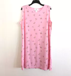UNDERCOVER WEAR Nightgown Women's 1X Pink Floral Sleeveless Pullover USA - Picture 1 of 9