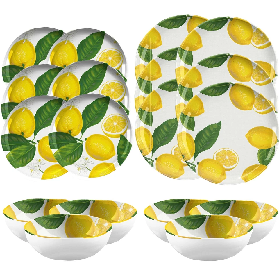 Epicurean Lemon Fresh Outdoor/Camping- 18 Piece Melamine Dinnerware - Set for 6 - Image 1 of 1