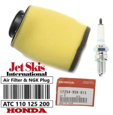Filtro de ar Honda ATC 125 185 200 vermelho grande TRX125 200 OEM e vela de ignição NGK ajuste - Imagem 1 de 3