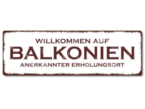 Interluxe Metallschild - Willkommen auf Balkonien - wetterfestes Blechschild - Bild 1 von 2