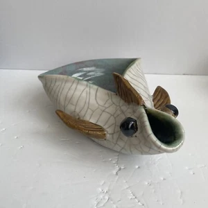 Raku Handmade Unique Fish Trinket Dish Catch All Table Decor  - Picture 1 of 14