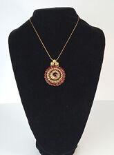 Vintage Gold Tone and Red Glass Statement Necklace