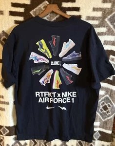 RTFKT x Nike Air Force 1 Black T-Shirt Size L/XL With Tag As Pictured - Foto 1 di 11