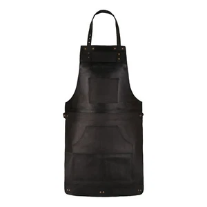 Delantal de cuero bolsillos de alta calidad barbacoa carpintería patio trabajo negro regalo carpintero - Imagen 1 de 4