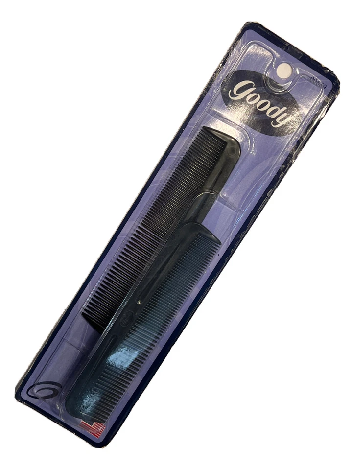 Vintage Goody Comb Set USA 90s Style Line Black Unbreakable 2 Pocket