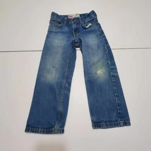 Levis Boys 505 Regular Straight Leg Jeans Blue Pockets Flat Front Denim 4 Slim - Picture 1 of 12