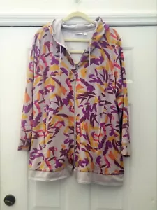 LOGO Lounge by Lori Goldstein Full Zip Hoodie Plus 3X Colorful Cardigan Jacket - Picture 1 of 5