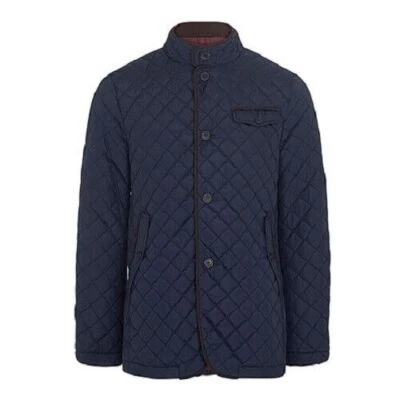 MENS MERC LONDON PADDED QUILTED JACKET SEVILLE DARK BLUE SIZE S - Image 1 of 2