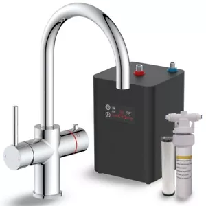 Chrome 3-In-1 Instant Boiling Water Kitchen Tap Cold Water Filter Digital Tank - Picture 1 of 40