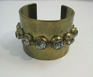 Vintage Givenchy Brass Cuff Bracelet With 8 Crystals