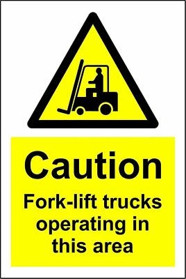 DEVON MADE Warning Caution fork-lift trucks operating in this area metal park safety sign