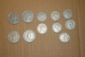 Restposten - 11 verschiedene 10p, 5p, Schilling und Guldenmünzen QE II und KG VI - Bild 1 von 6
