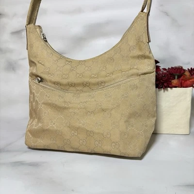 Gucci Shoulder Bag GG Beige Canvas Leather 3386 1705 Auth - Image 1 of 4