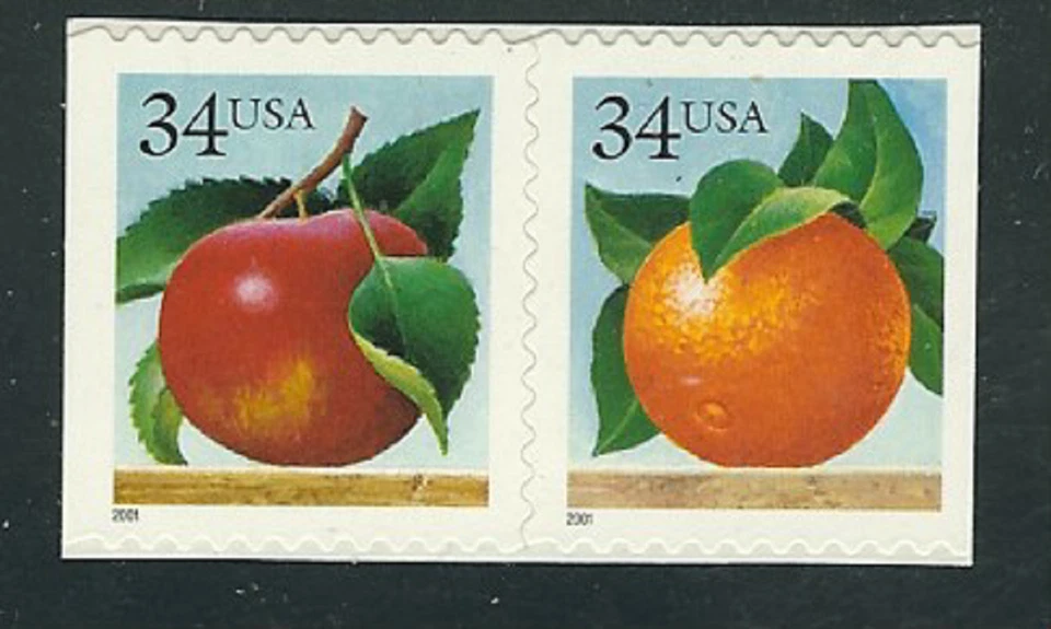 Scott # 3493/4...34 Cent...Apple + Orange...Pair - Image 1 of 1