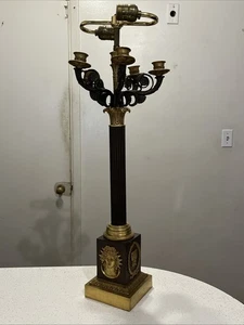 Antique Bronze Gilded Candelabra, 27” High, 2 Light, Very Ornate, For Parts/Fix - Picture 1 of 11