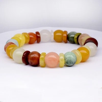 💎 162.30ct 30pcs Natural Multi Color Jade - Untreated, Burma Gems Bracelet 2" - Image 1 of 4