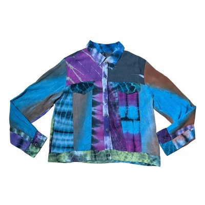 Sacred Threads Tie Dye Button Up Collared Jacket SZ S/M Boho Hippie Topper - Image 1 of 4