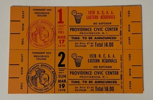 1978 NCAA Eastern Regionals Proof Ticket Providence RI March 17 & 19 1978 - Picture 1 of 2