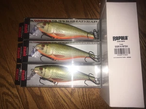 Rapala Super Shad Rap SSR14= 3 PESCI ROSSI COLORATI luccio muschiato grande gioco esca - Foto 1 di 1