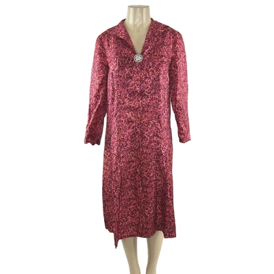 Vestido Vintage Años 60 Colorido Rosa Abstracto Floral Mod Gota Cintura Lazo Estrás Foto 1 de 4