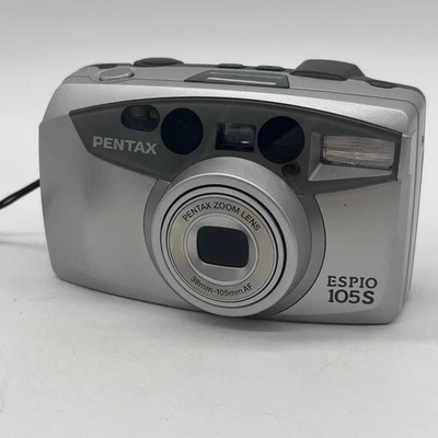 Pentax Espio 105S 35mm Film Point and Shoot Camera Silver Tested - Image 1 of 4