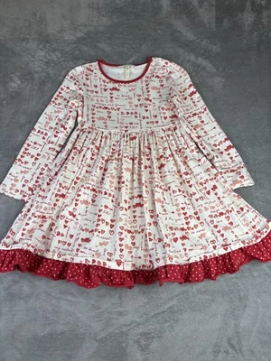 Matilda Jane Dress Girls 10 White Red Valentines Hearts Long Sleeve Ruffle - Image 1 of 4