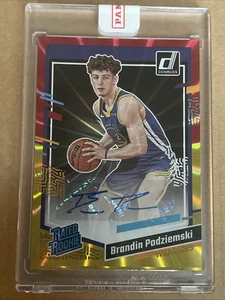 2023-24 Donruss Rated Rookie Rosso Oro Holo Laser Int’l Auto Brandin Podziemski - Foto 1 di 10