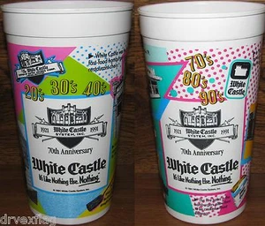 VINTAGE 70th Anniversary White Castle Cups Lot 2 RARE MINT - Picture 1 of 7