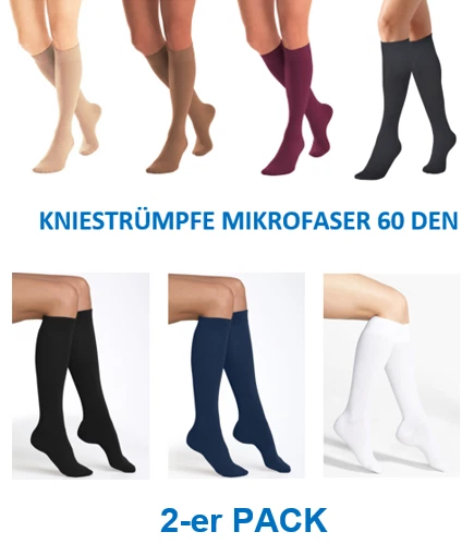 günstige Kniestrümpfe Mikrofaser 60 den viele Farben 2-er Pack blickdicht UniNEU - Bild 1 von 1