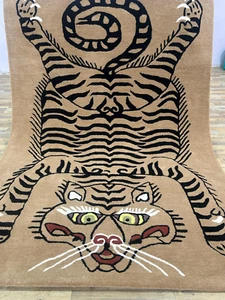 Alfombra acolchada a mano 6x9|8x10|9x12|10x14 Tiger, alfombra de lana 100 % Nz - Imagen 1 de 8