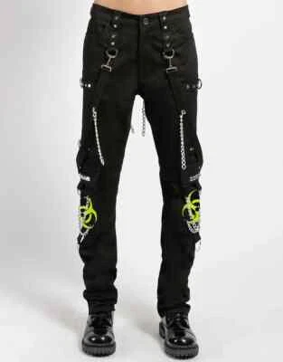 Gothic Skinny Pant wit Spider Bondage Attitude Black Punk Rock Trousers Pants - Image 1 of 4