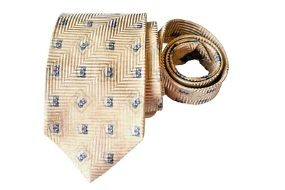 Gravata masculina ERMENEGILDO ZEGNA BEGE LARGURA GEOMÉTRICA: 3,75" COMPRIMENTO: 57" - Imagem 1 de 3