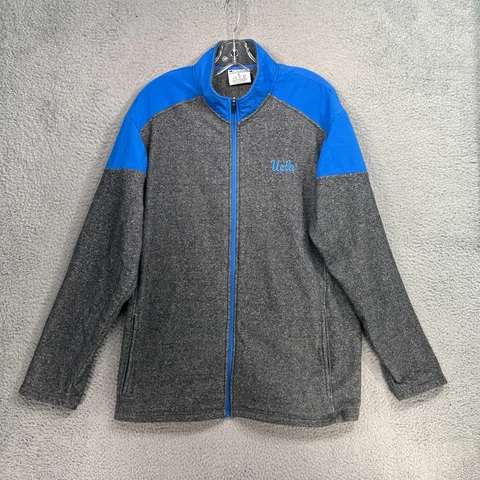 Champion UCLA Bruins Mens Full Zip Mock Neck Jacket Fleece Gray Blue Size XL Cover