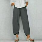 Ladies Summer Casual Baggy Harem Pants Trousers Cotton Linen