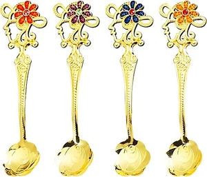 Golden Espresso Spoons Set of 4 – Princess Style Small Coffee/Chai Cutlery - Picture 1 of 8
