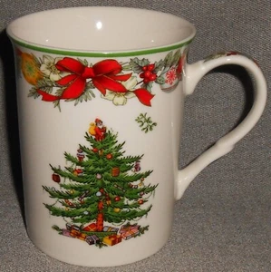 Spode MODELLO ALBERO DI NATALE 12 oz TAZZA bordo agrifoglio/nastro - Foto 1 di 5