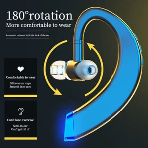 Bluetooth 5.0 Headset Single Ear Wireless Ear-Hook Headphone Sports Earpiece - Photo 1 sur 16