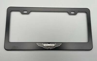 Aston Martin Logo Black License Plate Frame Stainless Steel with Laser Engraved  - Image 1 of 3