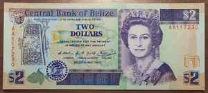 BELICE BELIZE ELIZABETH II 2 DOLLARS 1990 P 52 SC UNC - Picture 1 of 2