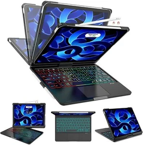 Smart Case Rotate Keyboard Cover For iPad 7/8/9/10th Air 10.9" 4/5th Pro 11 12.9 - Picture 1 of 73