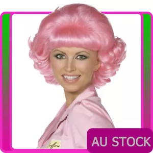 Frenchy 50s Pink Flick Bob Wig Grease Womens Ladies Fancy Dress Costume - Picture 1 of 3