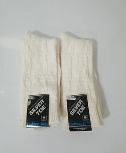 2 pair Vintage Silver Toe Fashion Knit 85% Cotton 7-12 shoe size made in USA - Picture 1 of 3