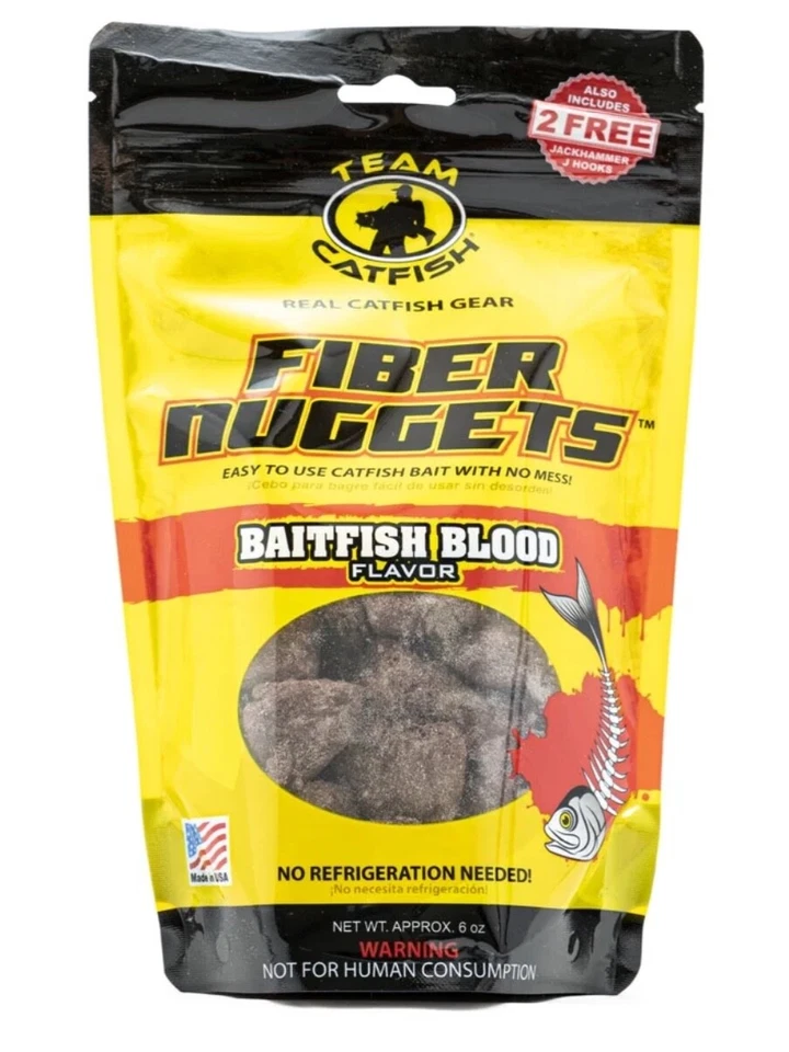 Team Catfish Fiber Nuggets Baitfish Blood Catfish Bait, 6 Oz. - Imagem 1 de 1