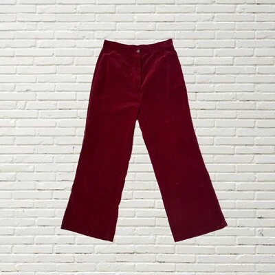 Vintage 70s Red Velvet Pants Wide / Straight Leg High Waisted  Glam Rock Boho - Image 1 of 4