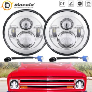 Faros LED cromados de 7 pulgadas haz sellado alto/lo para camioneta Chevy C10 C20 C30 K20 - Imagen 1 de 17