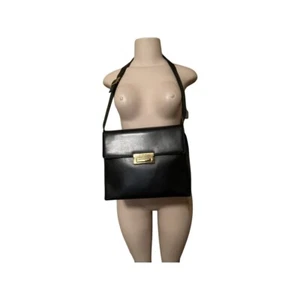 Ferragamo Borsa a tracolla/a tracolla media in pelle nera con emblema oro ottime condizioni - Foto 1 di 17
