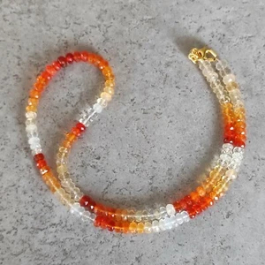 Cadena de ópalo de fuego facetado México 925 plata de ley hecha a mano piedra curativa K597 - Imagen 1 de 5