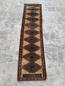 Vintage Beautiful Hand Knotted Distressed Worn Pakistani Hallway Corridor Rug - Picture 1 of 16