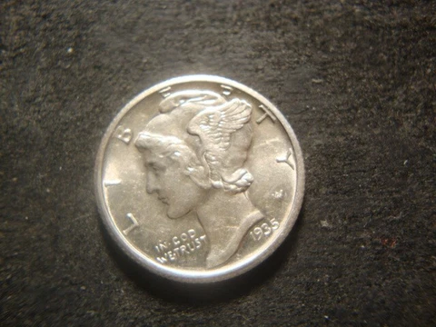 1935-D BU AU BU Solid Unbelievable Fasces Mercury Head Dime MTX #2 Cover